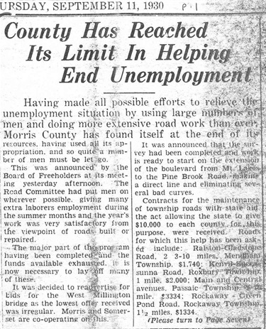 September 11, 1930: County Has Reached Its Limit In Helping End Unemployment